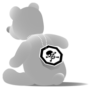 Illustration of a teddy bear wearing a skull and crossbones