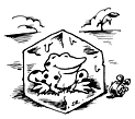 Illustration of frog in ice cube
