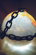 Illustration of world in chains