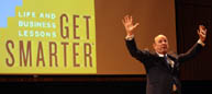 McGill alumnus and benefactor Seymour Schulich works the crowd during the recent launch of his new book Get Smarter: Life and Business Lessons in the Tanna Schulich Hall of McGill's Schulich School of Music.