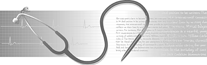 Illustration of stethoscope and writing pad