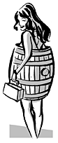 Illustration of a woman wearing a barrel