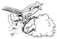 Illustration of a pilot measuring a cloud