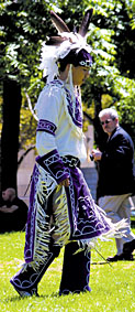 Native student at powwow