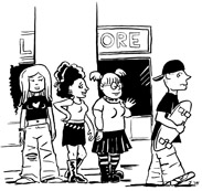 Illustration of teens on a street