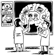 Cartoon of teacher and student