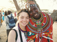 Political science student Dominique Rouleau with her new Samburu friend in Northern Kenya's Indigenous Information Network.