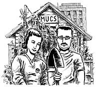 Illustration showing two gardeners